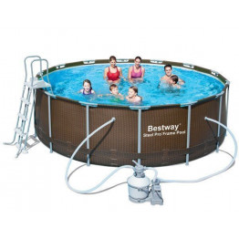 Piscine tubulaire ronde imitation tressé avec filtre à sable