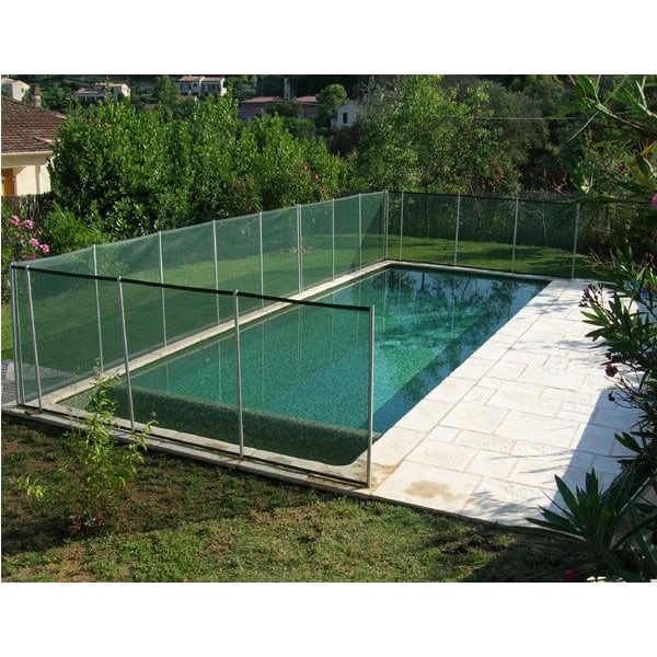 Barrière de piscine Beethoven verte avec piquets anodisés