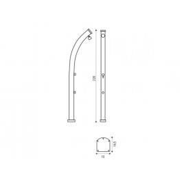 Douche solaire Jolly courbée 25L en aluminium avec rince pieds