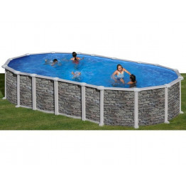 Kit piscine hors sol acier ovale Santorini aspect pierre
