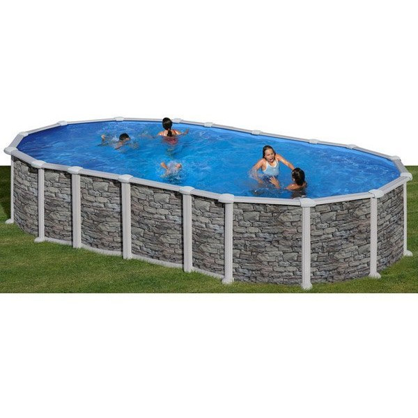 Kit piscine hors sol acier ovale Santorini aspect pierre