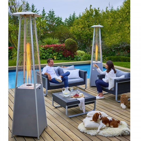 Parasol chauffant Ambiance flamme