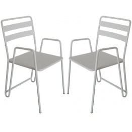 ACD-BMI-WHITE B.M.I. Blanc - Lot de 2 Chaises cosy et moderne en métal