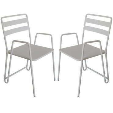 ACD-BMI-WHITE B.M.I. Blanc - Lot de 2 Chaises cosy et moderne en métal