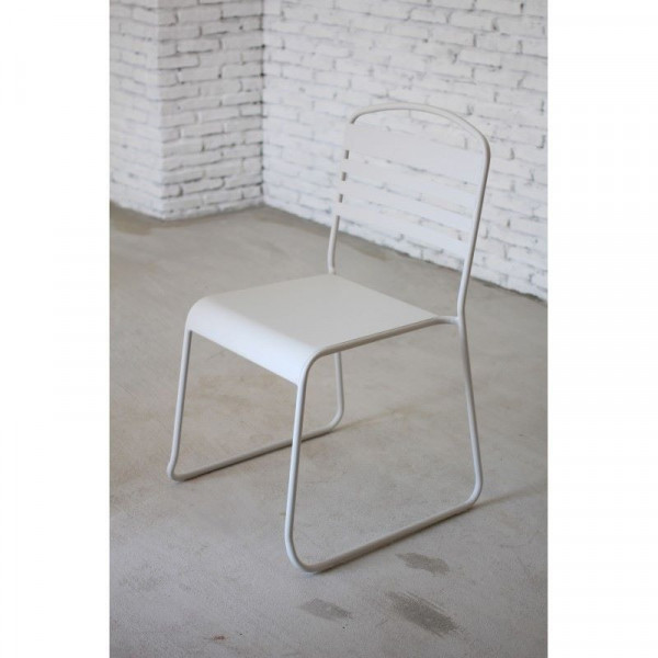 ACD-NILS-WHITE Nils Blanc - Lot de 2 Chaises modernes en métal peint