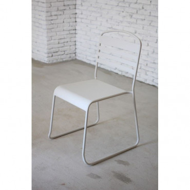 ACD-NILS-WHITE Nils Blanc - Lot de 2 Chaises modernes en métal peint