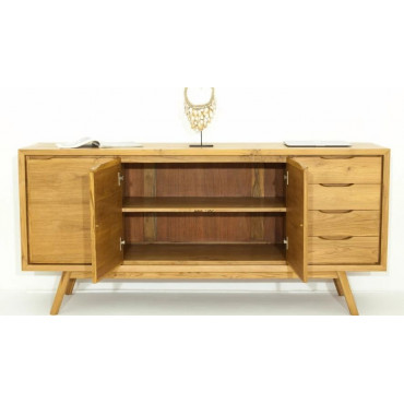 Buffet en teck Fiftees de Delorm 4 tiroirs 3 portes