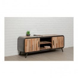 INDUS-FUSION-MEUBLETV-2P2N Meuble TV FUSION 2 portes 2 niches - Teck recyclé 2