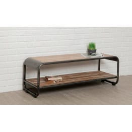 INDUS-FUSION-MEUBLETV120 Meuble TV FUSION 120cm doubles plateaux - Teck recyclé