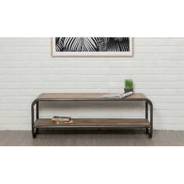 INDUS-FUSION-MEUBLETV120 Meuble TV FUSION 120cm doubles plateaux - Teck recyclé