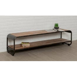 INDUS-FUSION-MEUBLETV160 Meuble TV FUSION 160 cm doubles plateaux - Teck recyclé