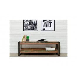 INDUS-LOFT-MEUBLETV-120 Meuble TV LOFT 120cm doubles plateaux - Teck recyclé