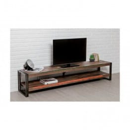 INDUS-LOFT-MEUBLETV-200 Meuble TV LOFT 200 cm doubles plateaux - Teck recyclé 2