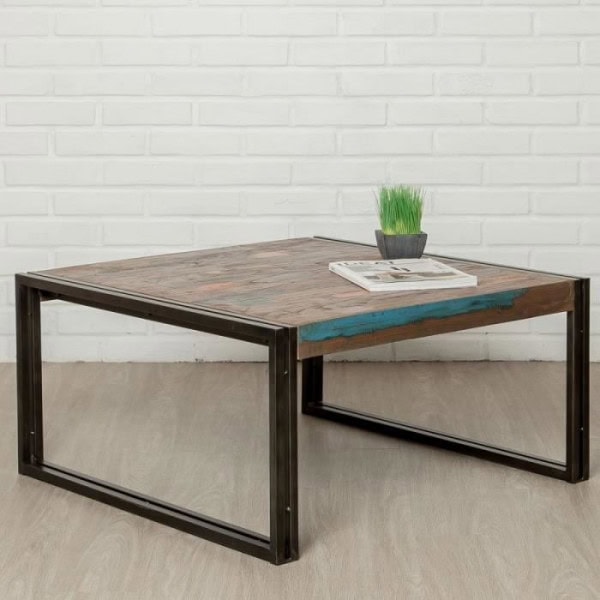 INDUS-LOFT-TABLEBASSE-80 Table basse LOFT 80cm en Teck recyclé