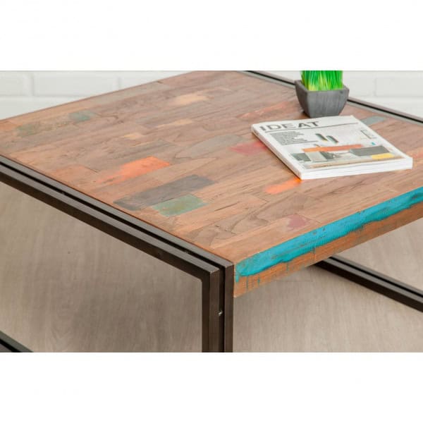 INDUS-LOFT-TABLEBASSE-80 Table basse LOFT 80cm en Teck recyclé