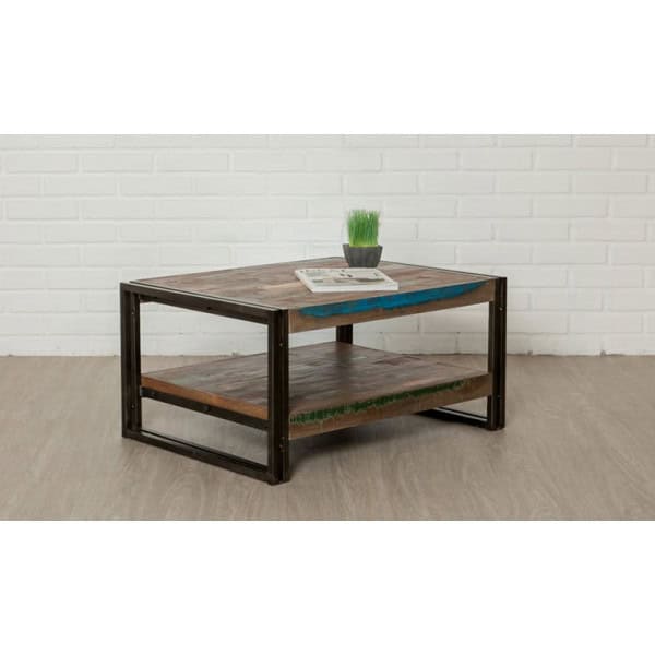 INDUS-LOFT-TABLEBASSE-RECT-80 Table basse rectangulaire LOFT 80 x 60 cm en Teck recyclé