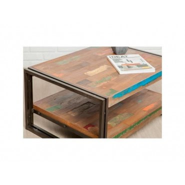 INDUS-LOFT-TABLEBASSE-RECT-80 Table basse rectangulaire LOFT 80 x 60 cm en Teck recyclé