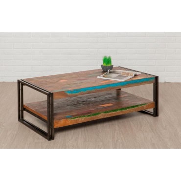 Table basse rectangulaire LOFT 120 x 60 cm en Teck recyclé