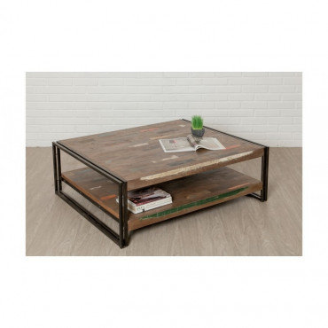 Table basse rectangulaire LOFT 120 x 100cm en Teck recyclé