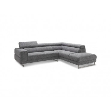 Canapé d'angle avec appuie-tête street gris en tissu narbonne