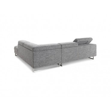 Canapé d'angle avec appuie-tête street gris en tissu narbonne