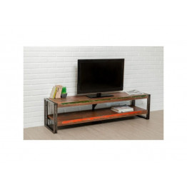 INDUS-LOFT-MEUBLETV-160 Meuble TV LOFT 160 cm doubles plateaux - Teck recyclé 2