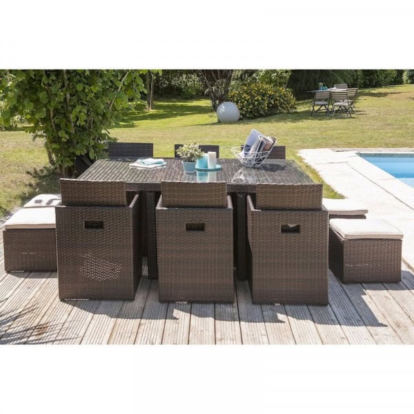 Ensemble de jardin encastrable 10 places