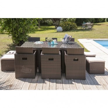Ensemble de jardin encastrable 10 places