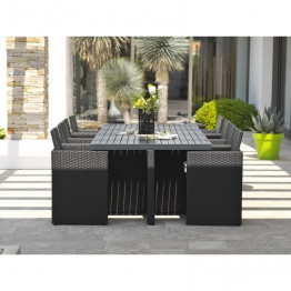 Ensemble de jardin encastrable 8 places plateau en aluminium