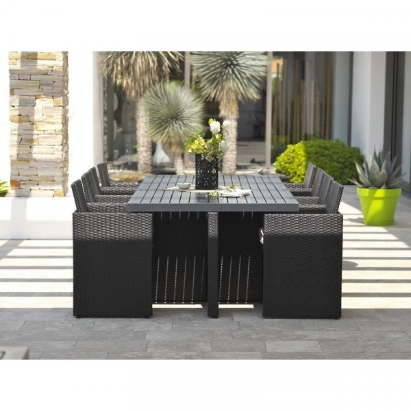 Ensemble de jardin encastrable 8 places plateau en aluminium