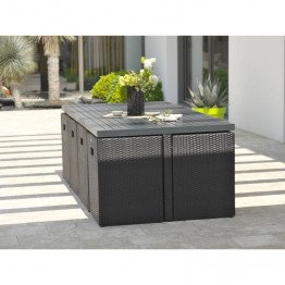 Ensemble de jardin encastrable 8 places plateau en aluminium 2