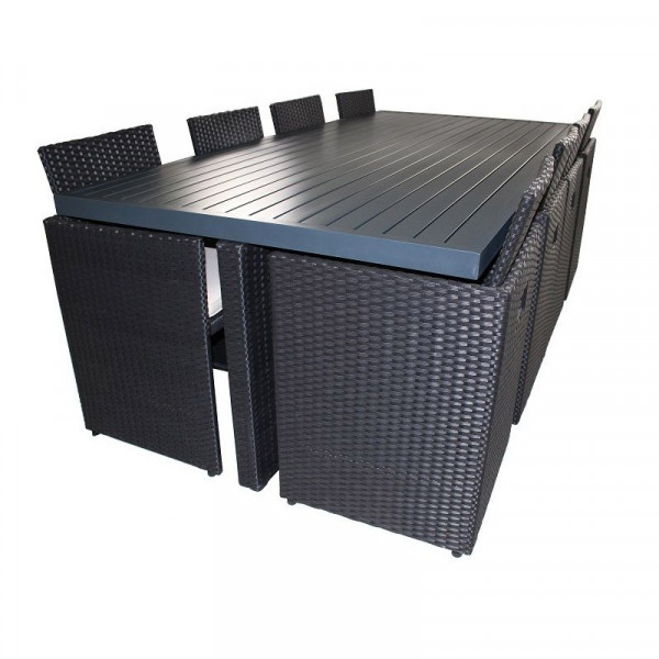 Ensemble de jardin encastrable 8 places plateau en aluminium