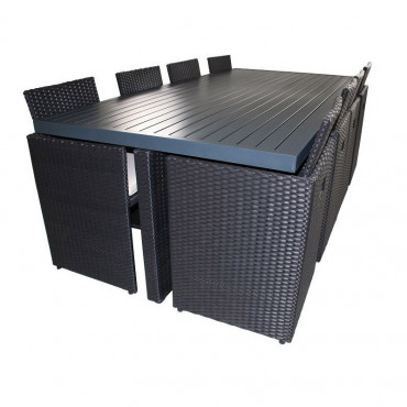 Ensemble de jardin encastrable 8 places plateau en aluminium