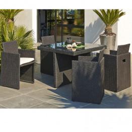 Ensemble de jardin encastrable 4 places plateau en verre