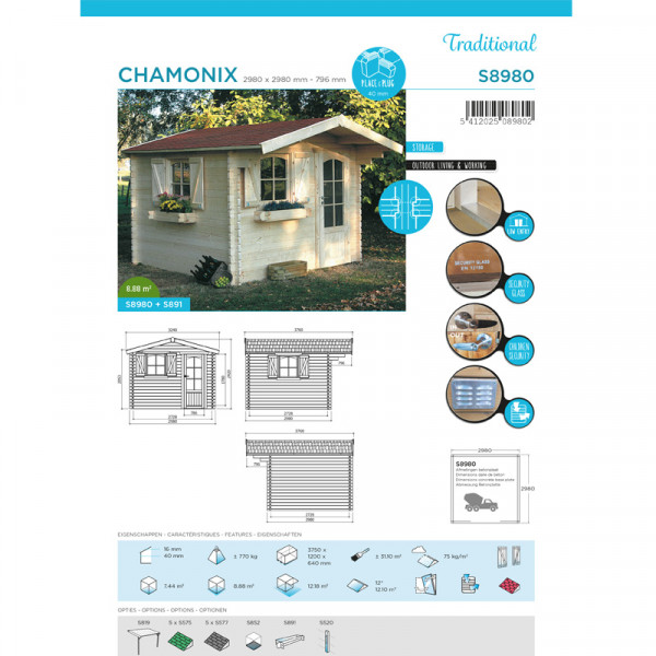 Abri de jardin Chamonix 7,44 m²