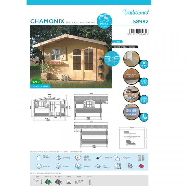 Abri de jardin Chamonix 10,99 m²