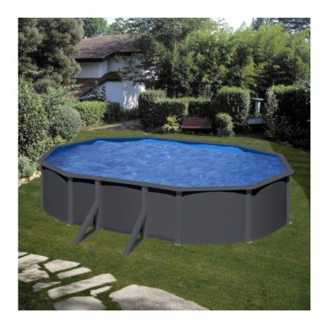 Kit piscine hors sol acier ovale Louko avec renforts apparents