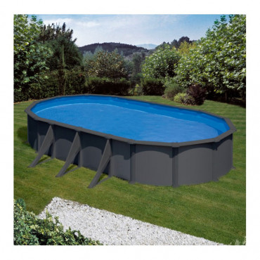 Kit piscine hors sol acier ovale Juni avec renforts apparents