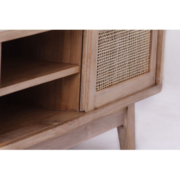 Meuble TV Archi 2 portes 2 niches - teck massif