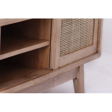 Meuble TV Archi 2 portes 2 niches - teck massif