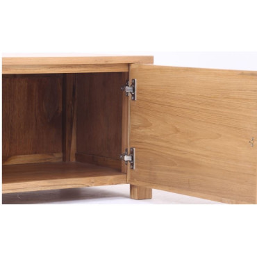 Meuble tv square 2 portes 2 niches en teck massif