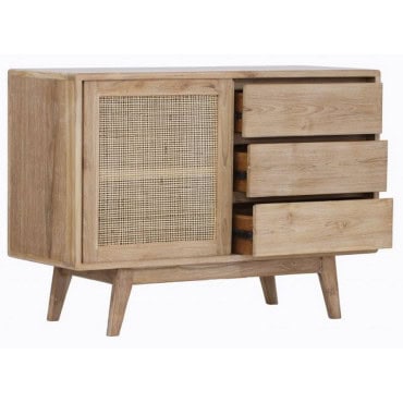 Buffet Archi 1 porte coulissante 3 tiroirs - teck massif