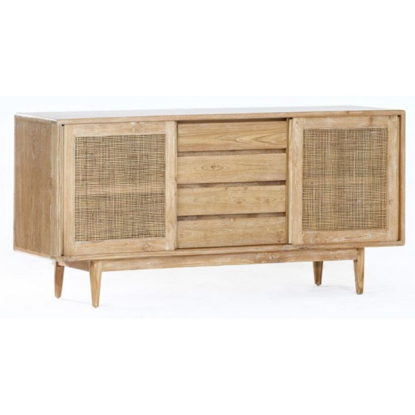 Buffet Archi 2 portes coulissantes 4 tiroirs - teck massif