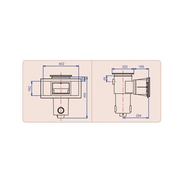 Schéma 1 du Skimmer AQUAREVA grande meurtrière standard