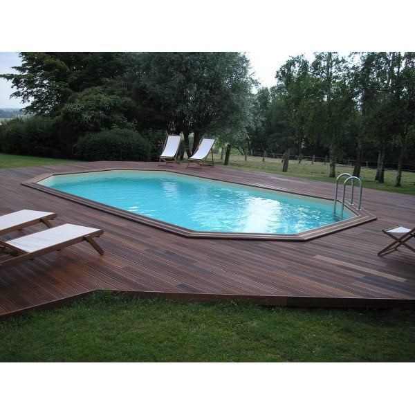 Piscine Océa 610 x 400 x 130 cm liner bleu