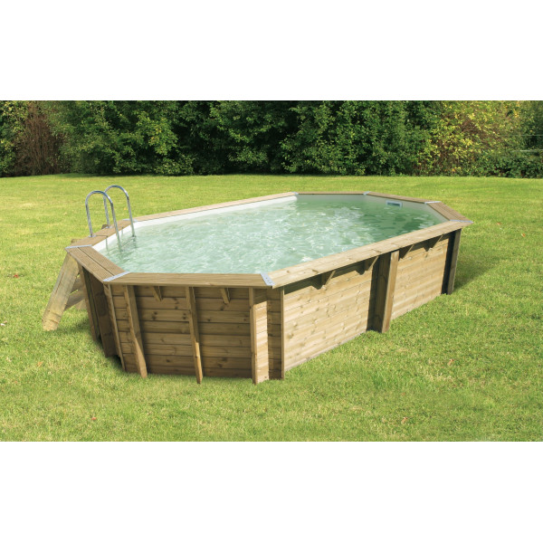 Piscine Océa 610 x 400 x 130 cm liner bleu