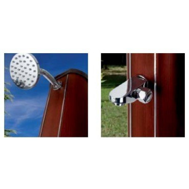 Douche solaire 32L aspect bois ronde RP