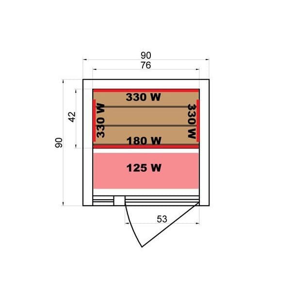 Plan sauna Soleil blanc 1 place