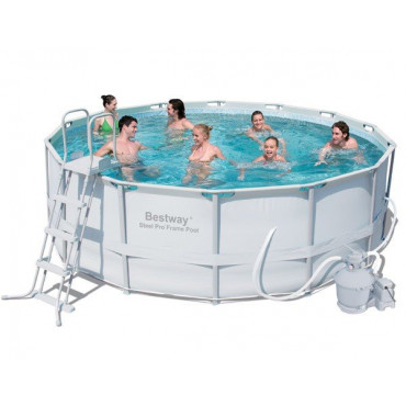 Piscine tubulaire grise ronde filtre à sable + accessoires