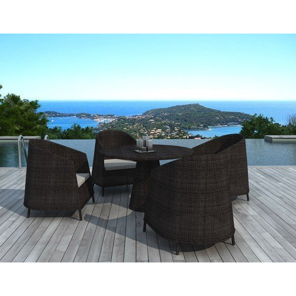 Ensemble de jardin table et chaises chocolat - 1